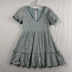 ALTAR'D STATE Babydoll Dress Womens Size M Mini Embroidered Ruffled Ditsy Floral